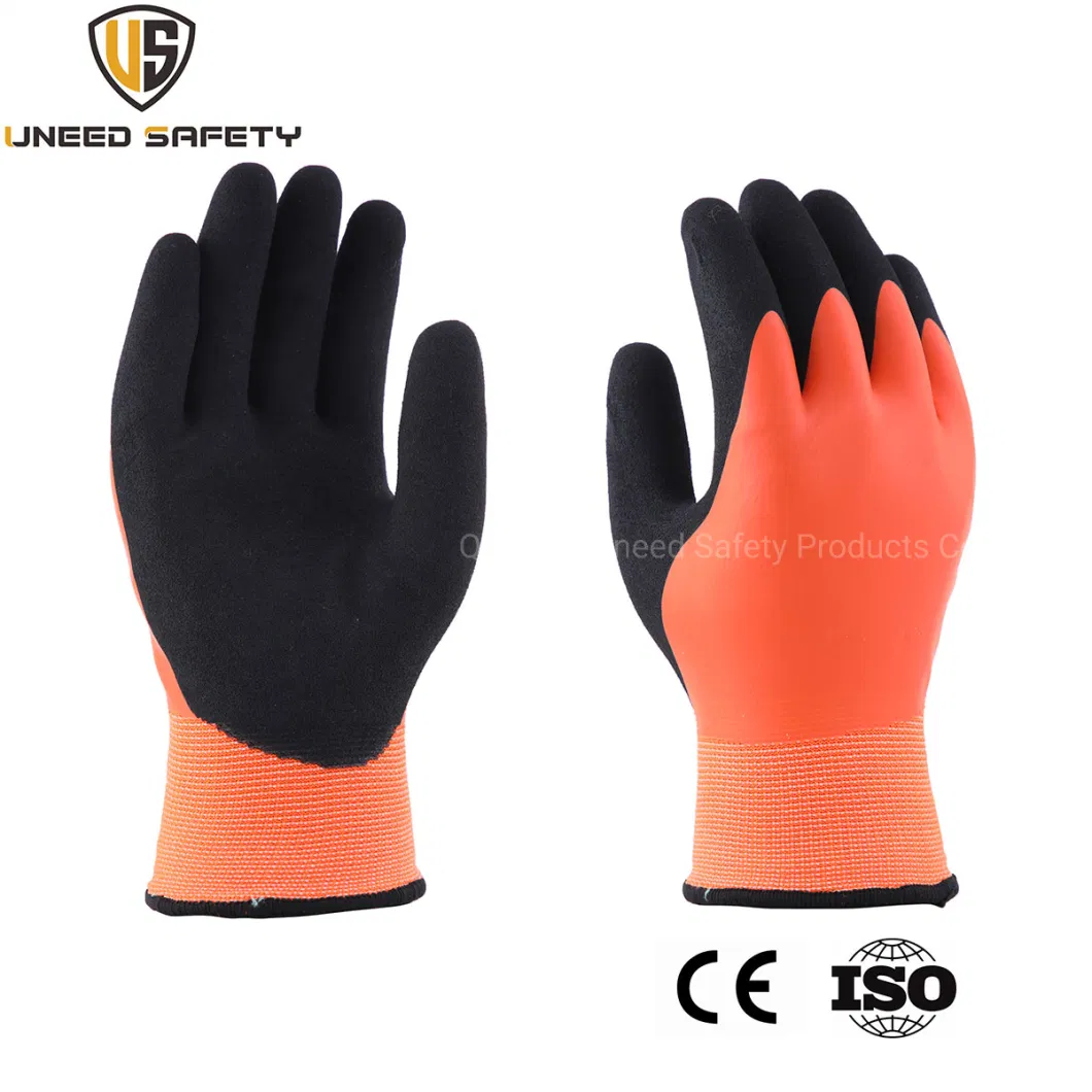 CE Winter Type Warm Acrylic Brushed Sandy Latex Coated Safety Work Protective Working Gloves